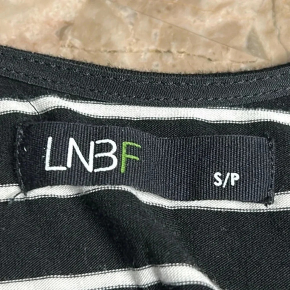 LNBF bamboo stripped,maxi dress,shirred women black &White Small. ,scoop EC - Picture 11 of 12